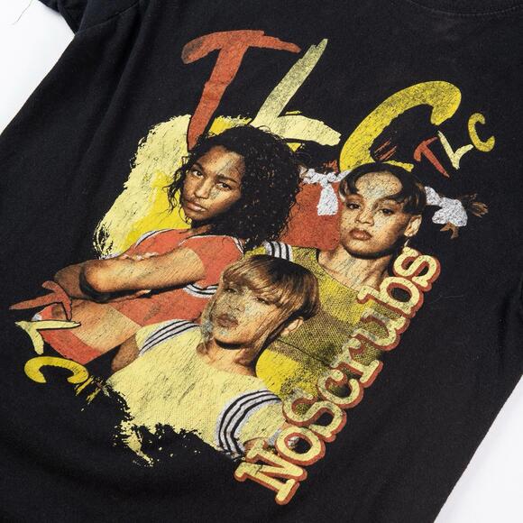 TLC No Scrubs T-Shirt Women’s Small Black Graphic Tee Retro R&B 90s Style - Picture 3 of 5